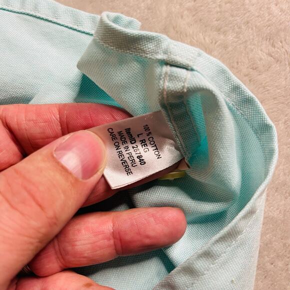 LL Bean Shirt Mens Large Seafoam Green Long Sleeve Collared Button Up‎ Pocket - Picture 3 of 9